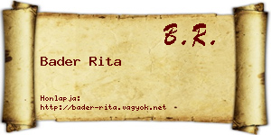 Bader Rita névjegykártya